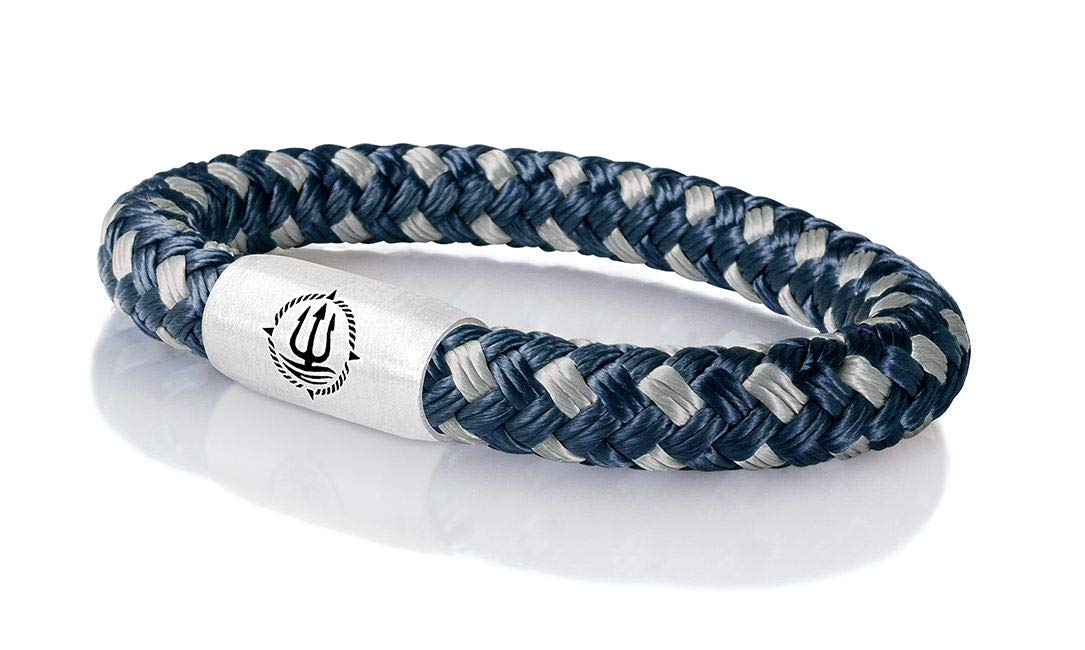 Maritimes Seemannsgarn Segeltau Armband Hiddensee navy-blau-grau 8mm