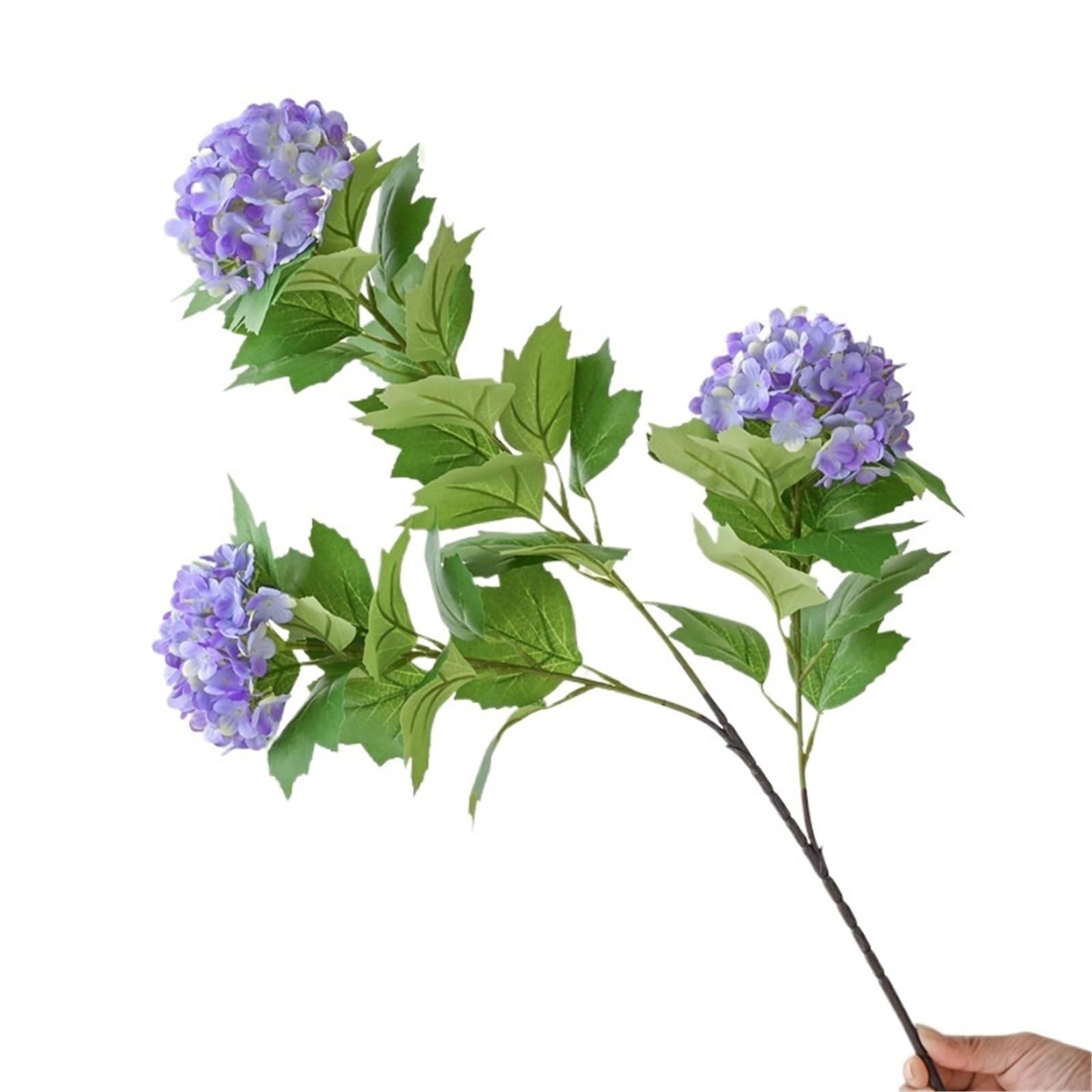 Artificial Flower Branches 3 Heads Artificial Hydrangea Bouquet Faux Silk Flowers for Home Wedding Table Centerpiece Party Decor(PURPLE)