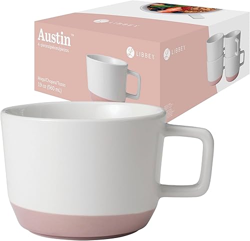 Miniatura 9 de Libbey Austin - Ensaladera de sopa de porcelana de 28 onzas, paquete de 4, color blanco