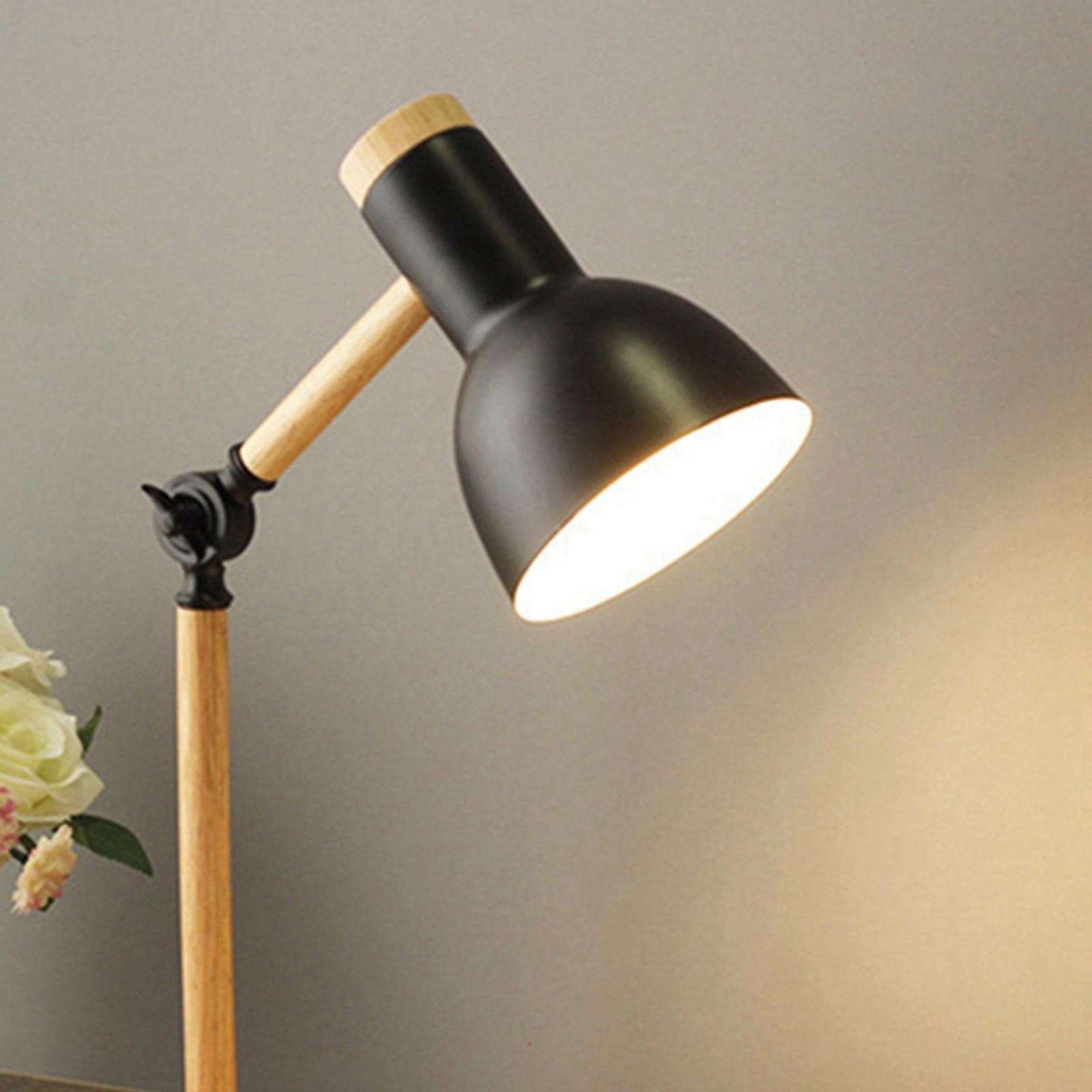 CALANDIS Stylish Wooden Iron LED Multi-Joint Reading Table Lamp Task Light Flexible Black 3W-image-2