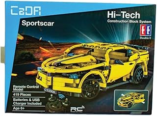 سيارة سباق رياضية من كادا مع جهاز تحكم عن بعد، 419 قطعة، C51008W، اصفر