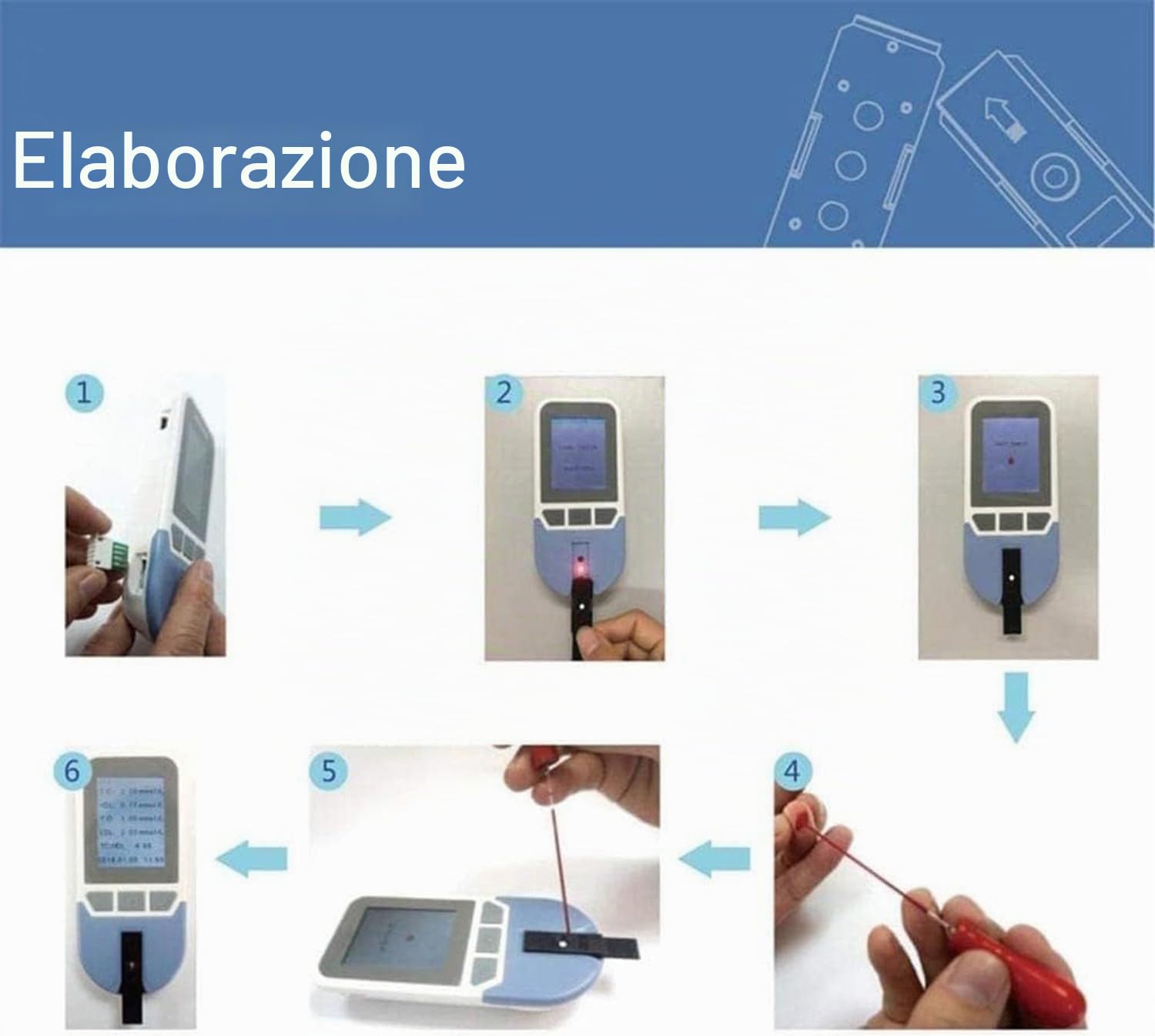 BLUEZY Tester del Colesterolo 4 in 1, Misuratore Colesterolo con 25 Strisce, Test Lipidico del Sangue Completamente Automatico per L'analisi di Colesterolo Totale, Trigliceridi, LDL, HDL A