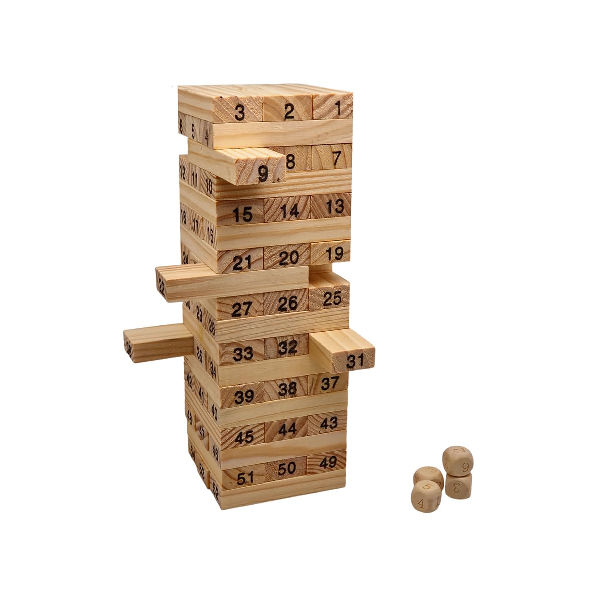 FAST WORLD SHOPPING – Gioco di Società Torre Traballante in Legno con 54 Mattoncini Numerati e Dadi da gioco, Giochi da Tavolo di Abilità e Concentrazione