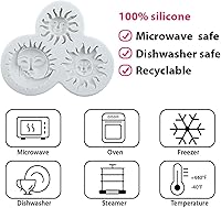 Vista 3 de Molde de silicona para fondant de cara de sol y luna, moldes de caramelo de chocolate para decoración de cupcakes de chocolate, decoración