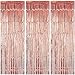 FECEDY 3ft x 8.3ft Rose Gold Metallic Tinsel Foil Fringe Curtains for Party Decorations (1 Pack)