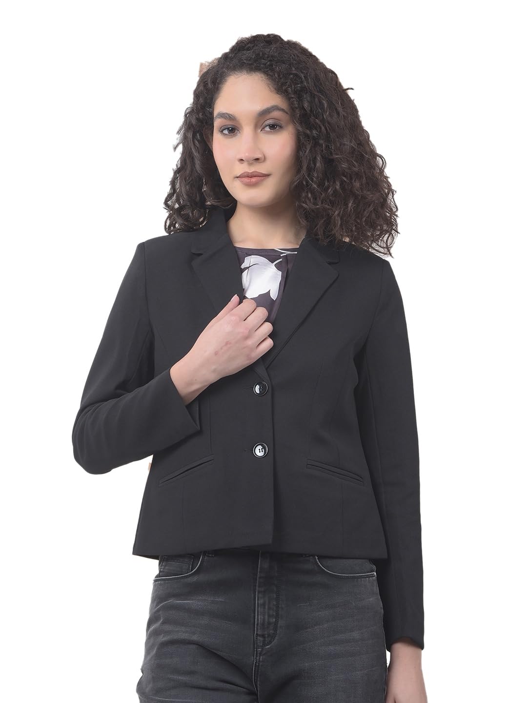 crimsoune club Women's Black Notched Lapel Single-Breasted Blazer-picture-25