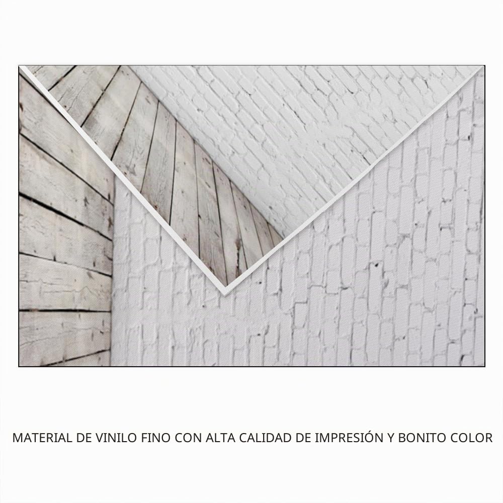 YongFoto 3x3m Vinilo Fondo de Fotografia Pared de Ladrillo Blanco Pintado y Interior de la Habitación de Madera Gris Telón de Fondo Adultos Niños Personal Portrait Studio Props