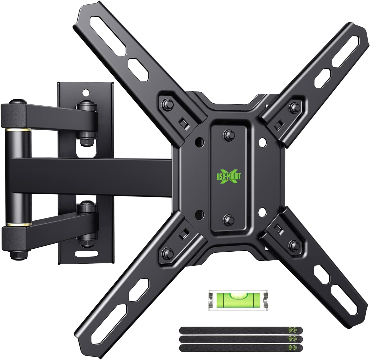 USX MOUNT Full Motion TV Monitor Wall Mount for Most 13-42 inch Flat Curved Screen TVs & Monitors Up to 55lbs, Single Stud TV Mount Bracket Articulating Arms Swivel Tilt Extension, Max VESA 200x200mm