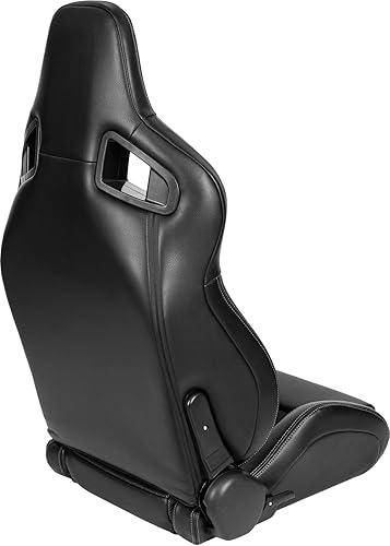 Miniatura 8 de 2 asientos universales de carreras con deslizadores de doble bloqueo, cuero de PVC, marco de acero, 1 par de asientos de cubo de carreras con