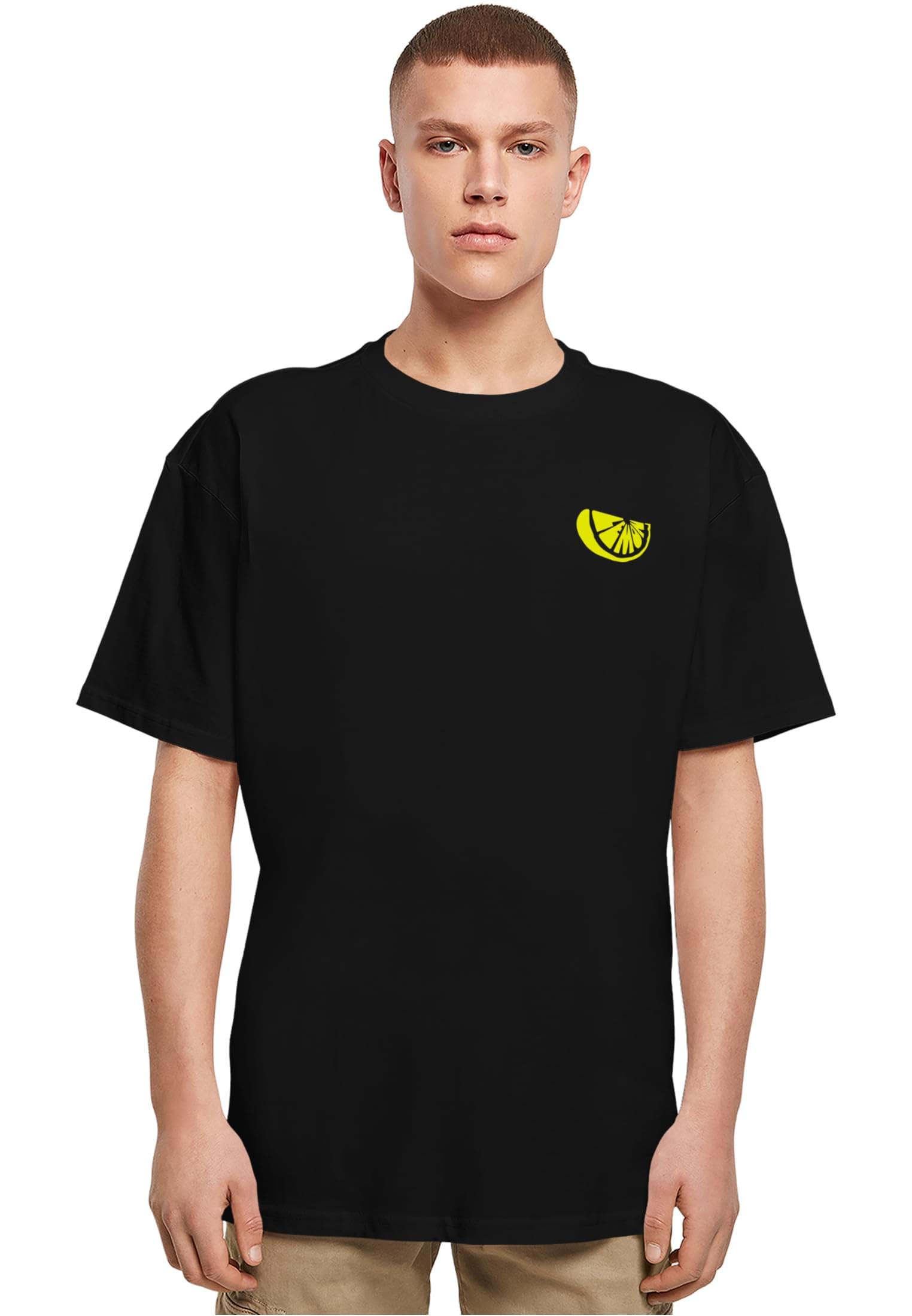 Merchcode Men's MP5012510-Wording-Lemon Heavy Oversize Tee T-Shirt, Black, XL