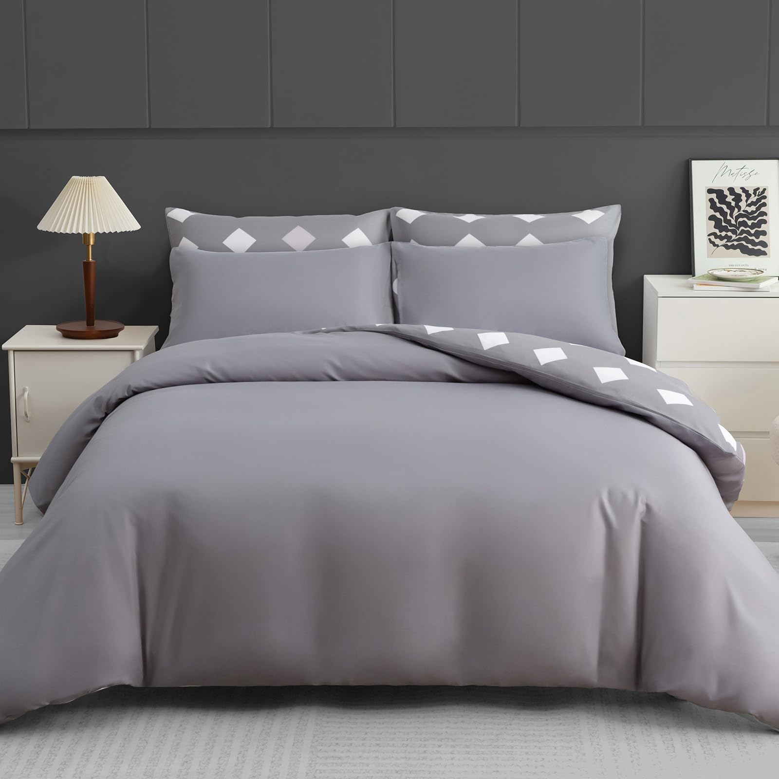 Lazzaro King Size Duvet Cover Sets Premium Microfiber Kingsize Duvet Cover Sets Ultrasoft Hypoallergenic Reversible Quilt Cover Bedding Set including Zipper Closure - Image 3