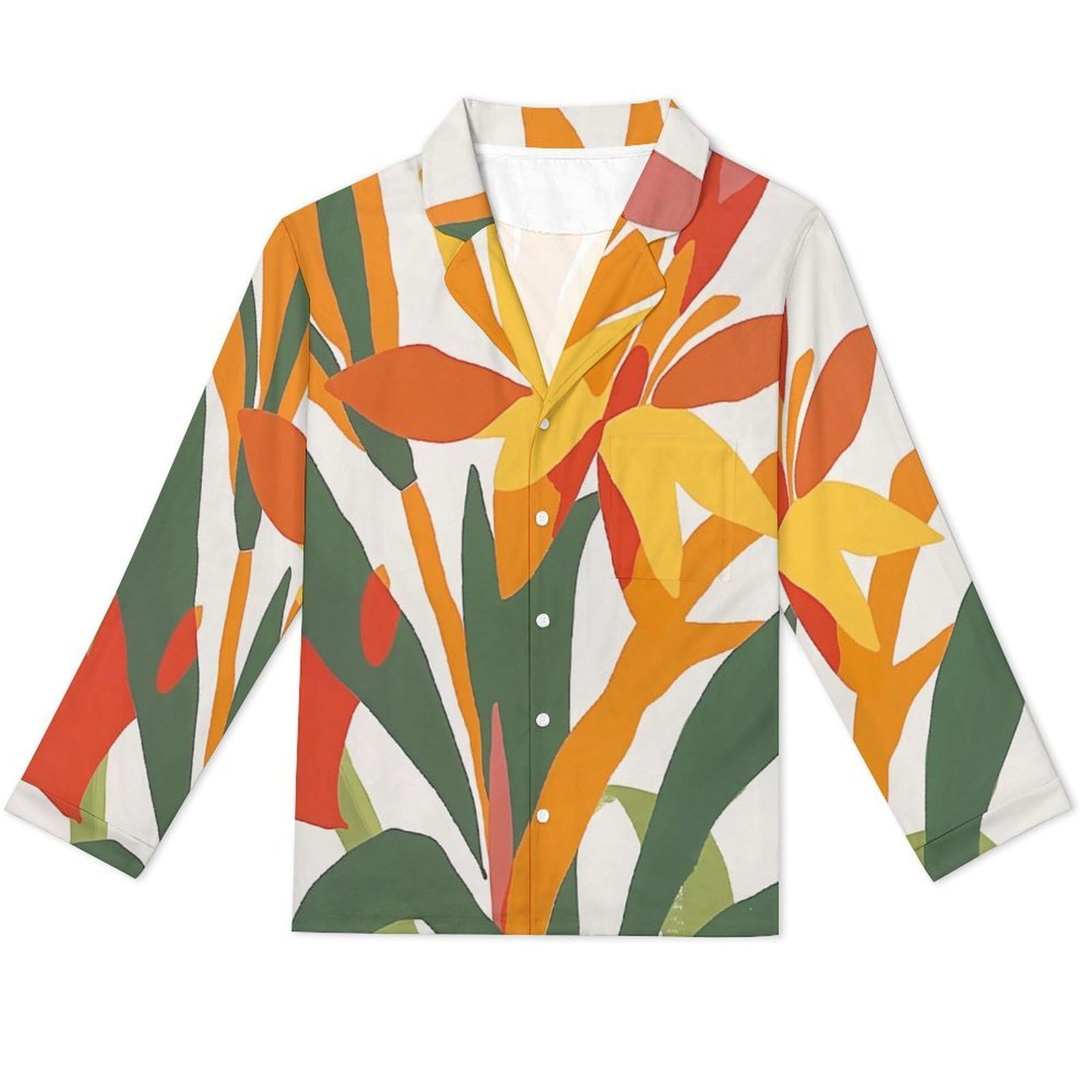 OLEETS Completo Pigiama da Uomo - Fiori D'Arancio Pigiama Invernale Pantaloni Top Caldo Autunnale Traspirante Morbido 2 Pezzi Casual Ampio