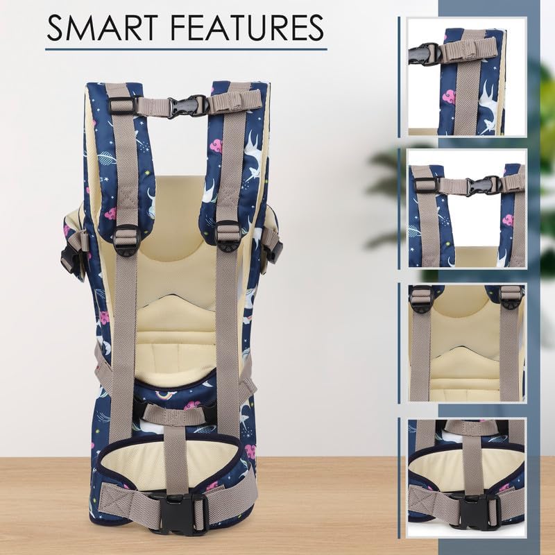 Image of Chinmay Kids Baby Carrier Bag in 4-in-1 Ergonomic Adjustable Sling Kangaroo Design for Infant Child and Mother Travel | 0 to 2 Year | Dark-Blue