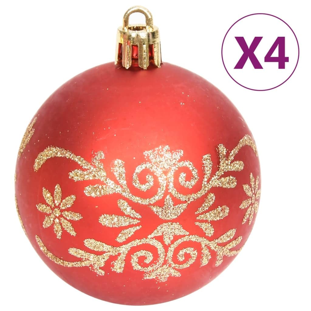 Juego de 70 bolas de Navidad de plástico, color dorado y rojo, diferentes tamaños y formas, incluye caja de almacenamiento para adornos de árbol de Navidad