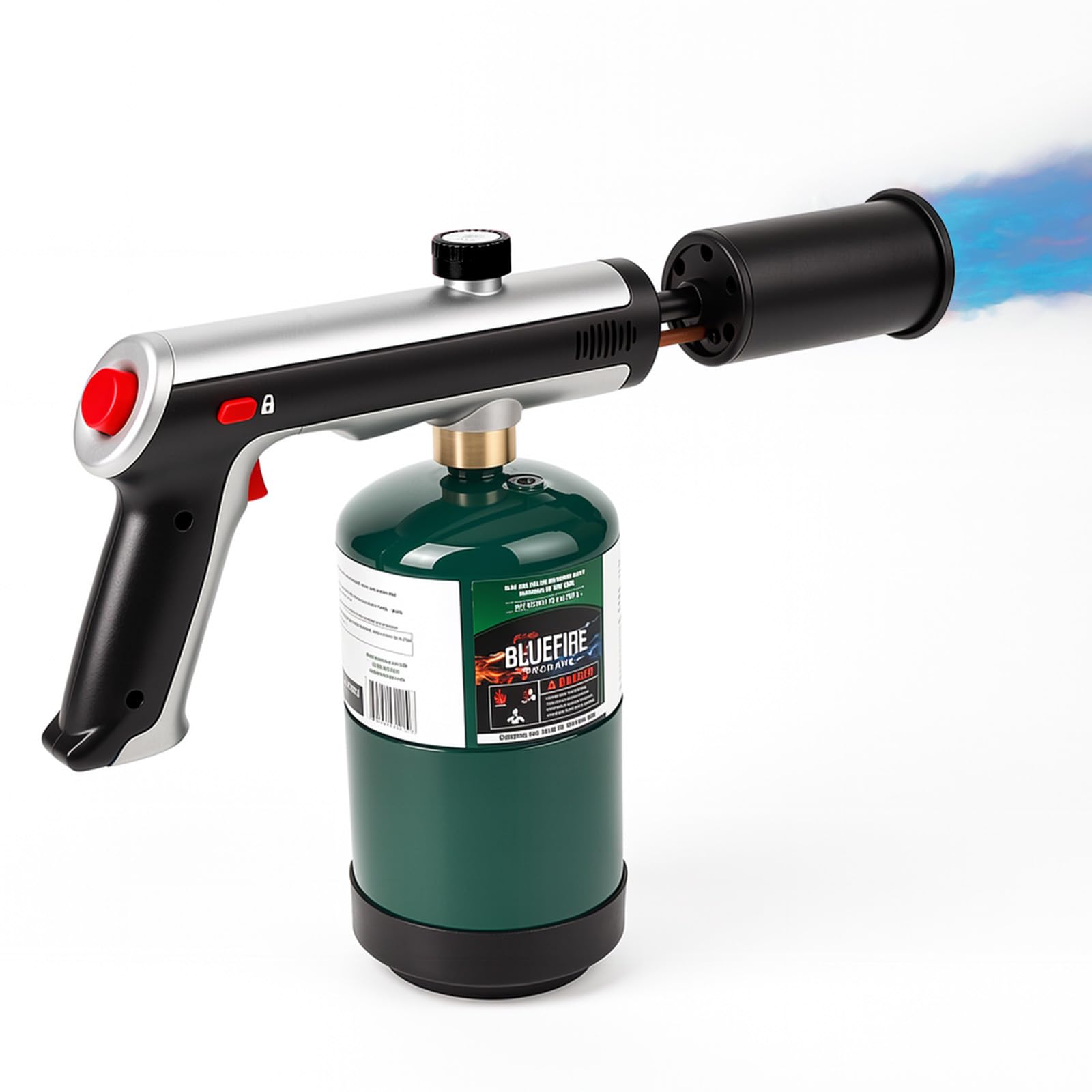 Propane Torch Gun with One-Touch Max Fire,Cooking Blow Torch Gun,Charcoal Lighter with a Safety Lock, Adjustable Blow Torch for Sous Vide, BBQ, Campfire, Fireplace(Tank Not Included)