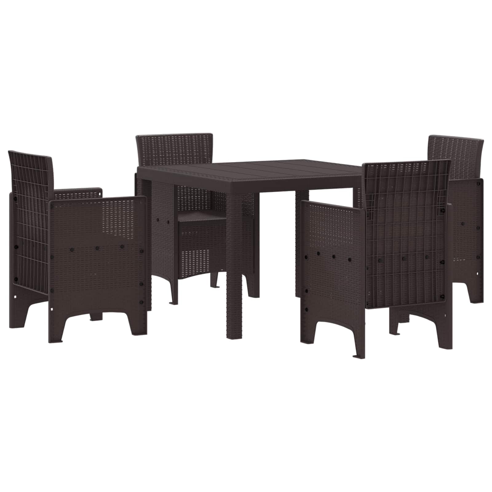 vidaXL Set da Pranzo per Giardino 5 PCS Marrone Polipropilene, Set da Pranzo Moderno per Giardino e terrazza, Leggero e Resistente, arredo per Feste all'aperto