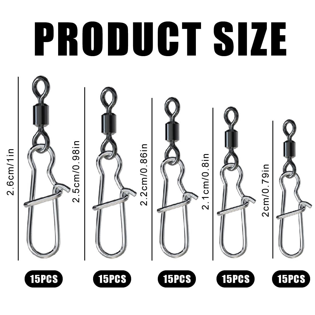 Girelle Da Pesca 100 Pezzi - Moschettoni Girevoli Per Lenze, 5 Misure Da 7# A 14#, Anti-Groviglio