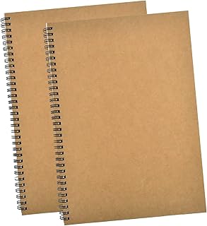 A4 Sketchbook 2pcs, 160GSM Spiral Bound Sketch Pad, 140 Pages Drawing Sketch Book, Kraft Cover Blank Paper Sketch Notebook For Artist Watercolor,Cartridge Paper For Kids Adults Landscape Painting (A4)