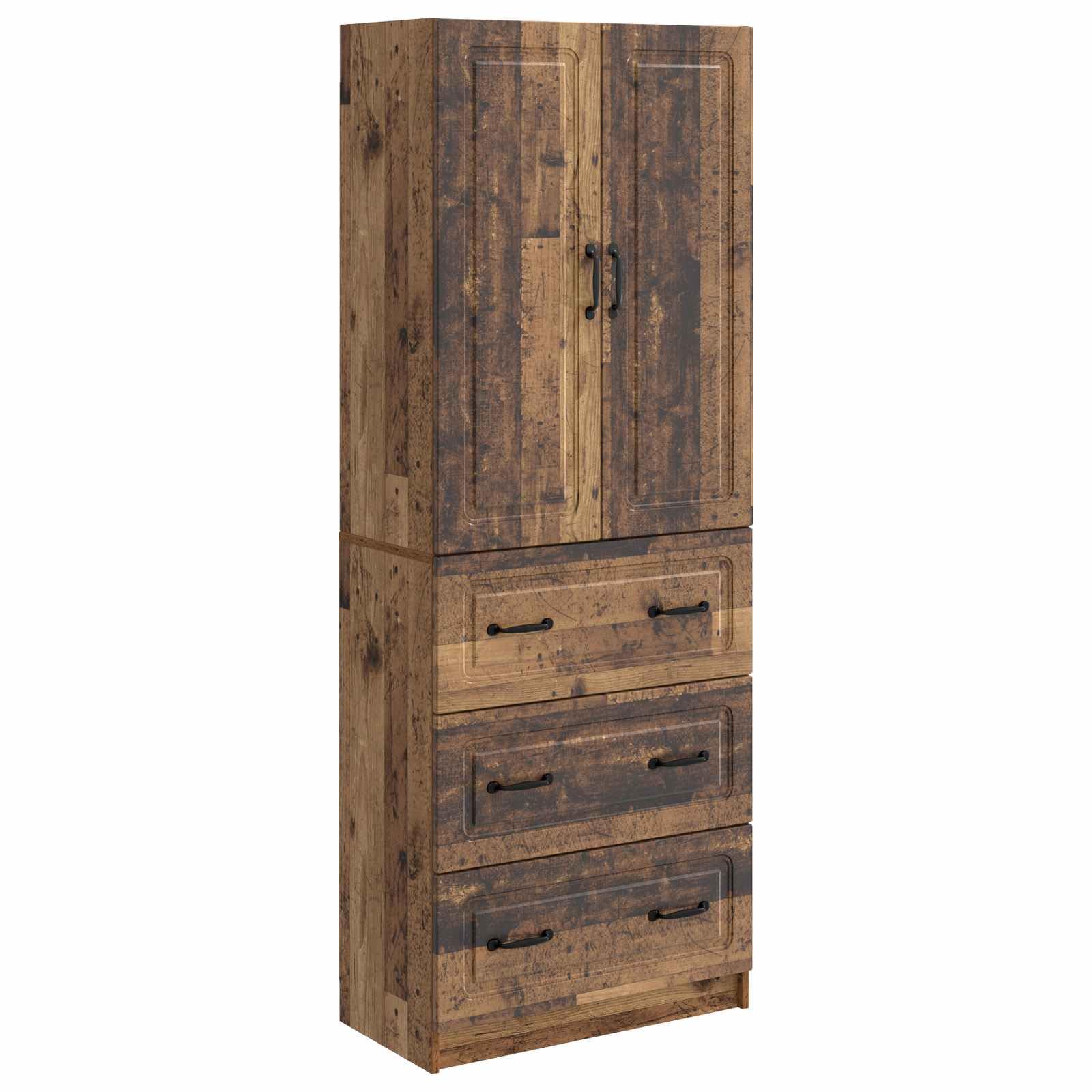 Set di 2 armadi in legno con maniglie in metallo, 66 x 34,5 x 87 cm, versatile in soggiorno, corridoio o ufficio, per vestiti, documenti, attrezzi e più spazio
