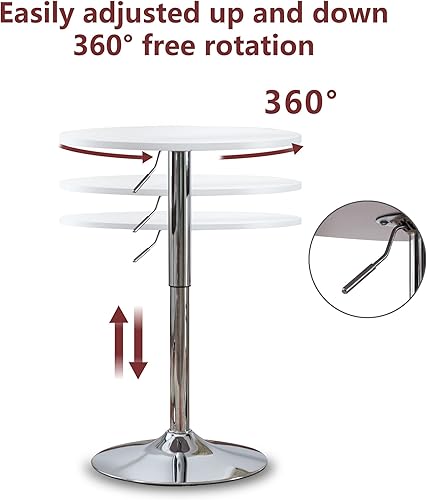 Miniatura 5 de Bonzy Home Mesa de bar redonda de altura ajustable y alta mesa de pub giratoria de 360 MDF mesa superior alta para bar bistró comedor cocina color