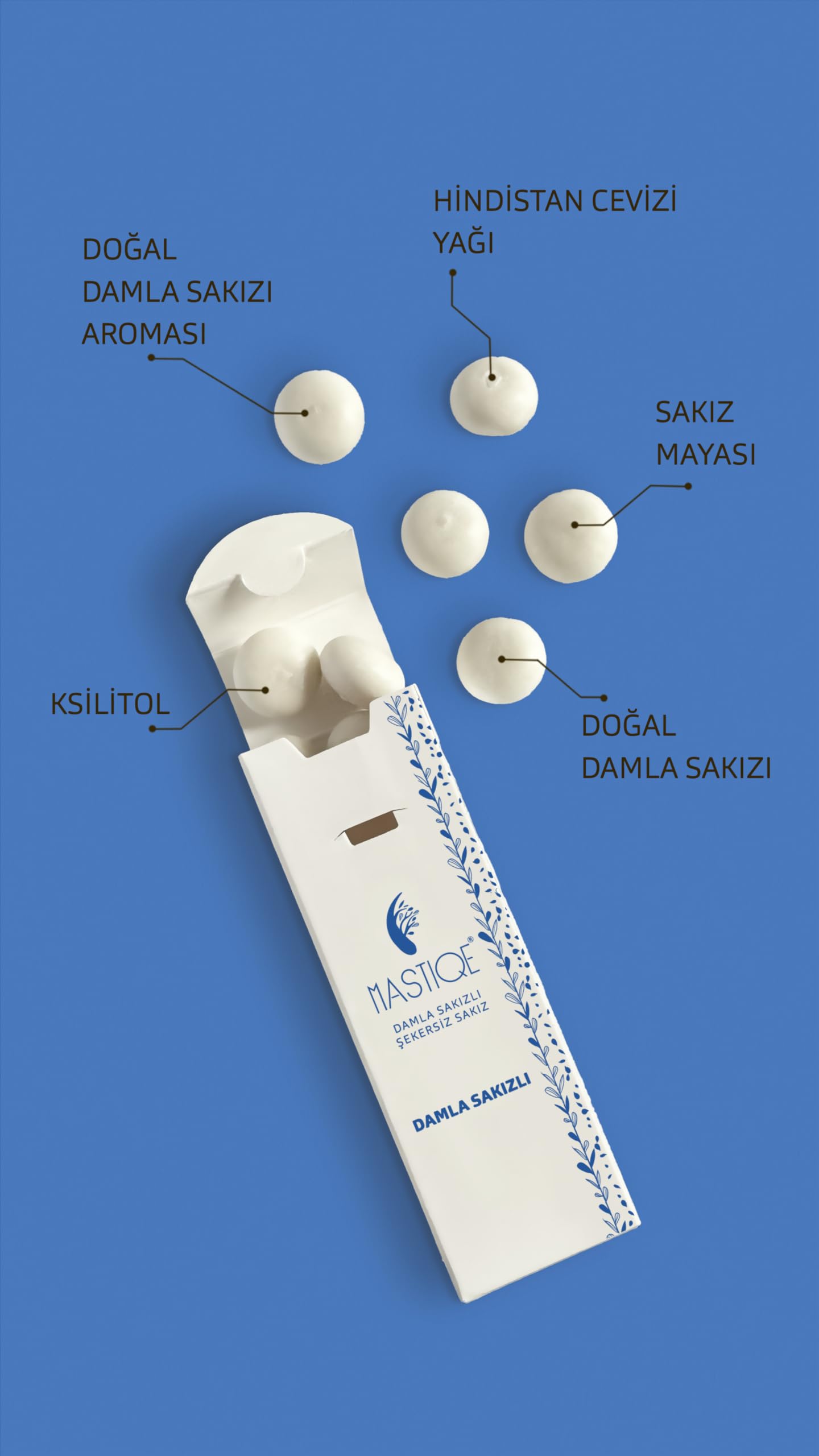 Mastiqe Doğal Aromalı Damla Sakızlı Şekersiz Sakız 20 Grx 12 Adet (Sade)