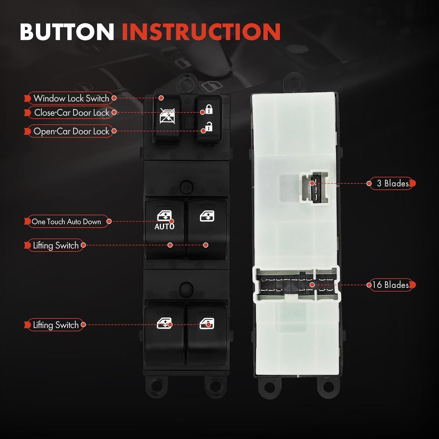 A-Premium Master Power Window Switch Compatible with Subaru Outback 2013-2019, Legacy 2013-2014, Front Left Driver Side