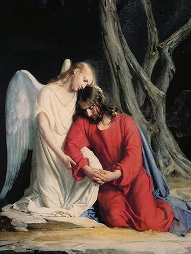 Kit de pintura de diamante redondo de taladro completo 5D Ángel Dios, pintura de diamantes por números, ala de ángel, pintura de diamante con gema