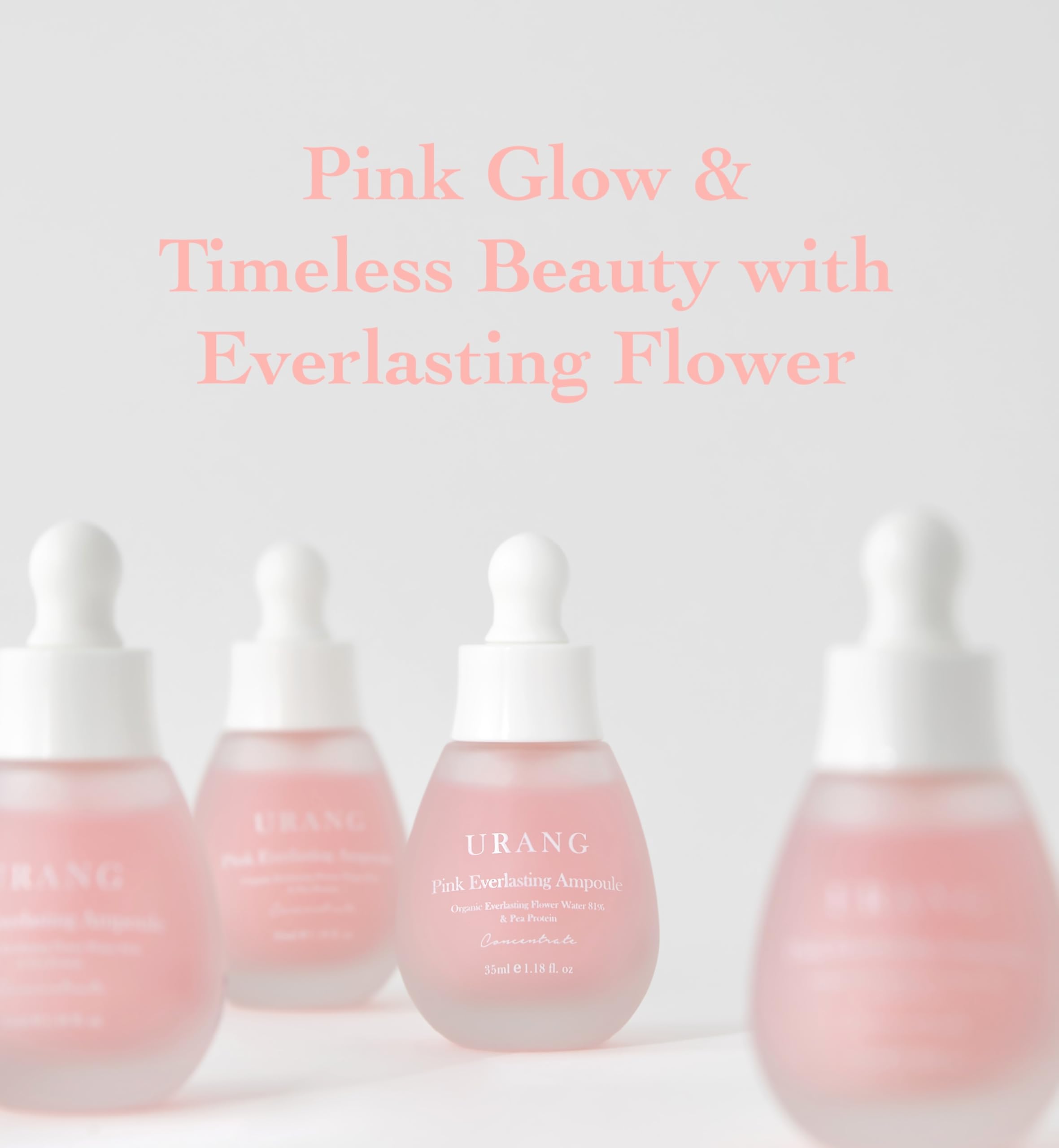 URANG Pink Everlasting Ampulle, Bio-Feuchtigkeitscreme unterstützt Elastizität und Lebendigkeit für Stumpfe Haut, natürliche, vegane Hautpflege für Damen und Herren, 300 ml