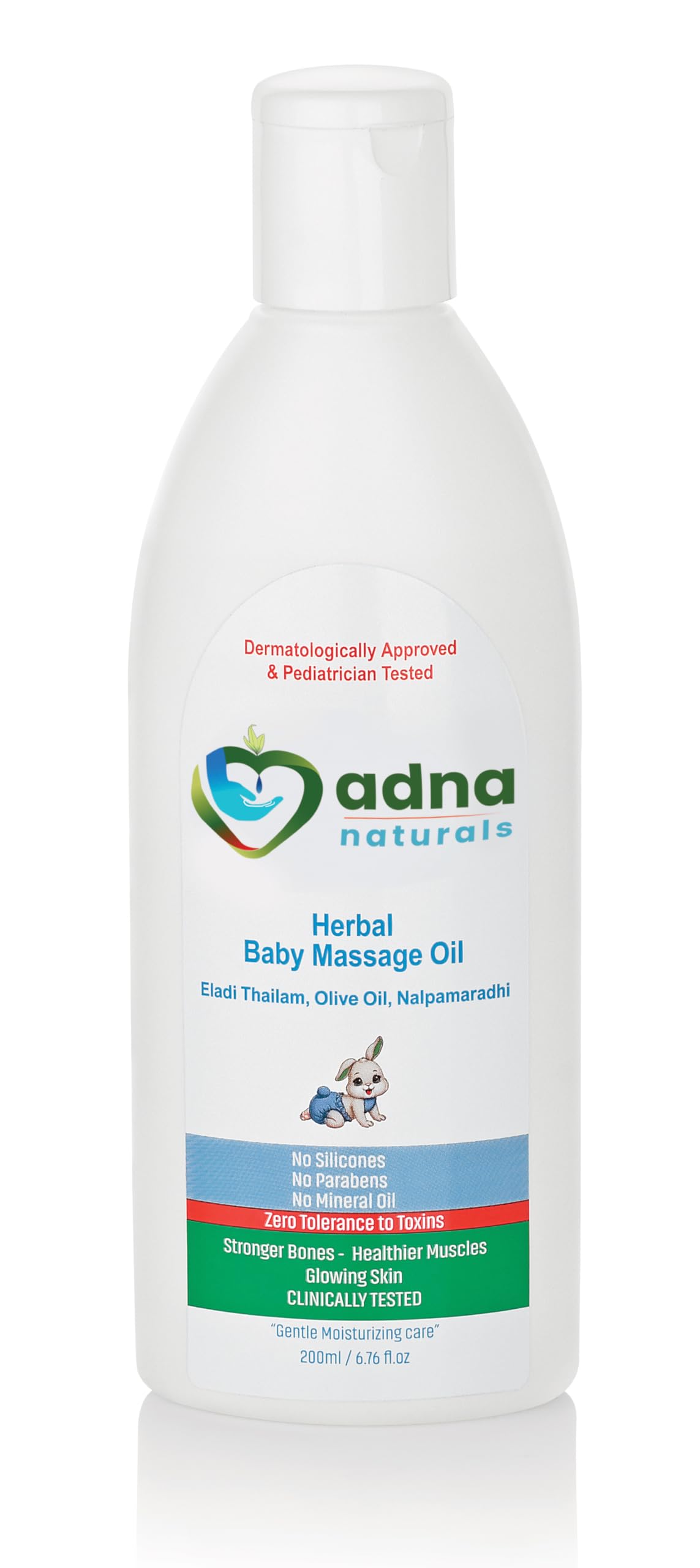 ADNA Naturals Herbal Baby Massage Oil with Eladi Thailam, Olive Oil, Nalpamaradhi | 200 ml | Stronger Bones & Muscles | Dermatologist Approved +Pediatrician Tested | Clinically Tested-image-38