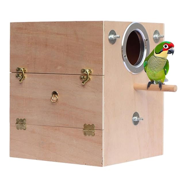 cría pájaros madera - Caseta madera con jaula para cría nidos pájaros,Caja cría madera para tortolitos…