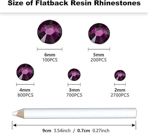 Vista 10 de 4500PCS Resin Flatback Rhinestone, 2mm 3mm 4mm 5mm 6mm Lemon Yellow Flatback Rhinestones for Tumblers, Nails Art, Mugs, Bottles, Craft Decoration