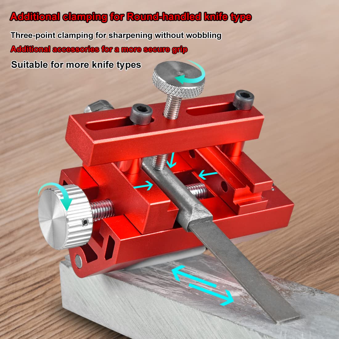 N&S Juvyig Guide d'affûtage - Support d'affûtage de pierre à aiguiser pour le travail du bois - Aiguisoir à angle réglable pour ciseaux et rabots (rouge)