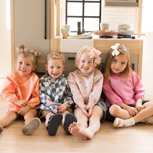 Miniatura 4 de Tiny Twinkle Babero de manga larga para bebés y niños pequeños Paquete de 2 baberos impermeables para comer, lavable a máquina y esenciales para