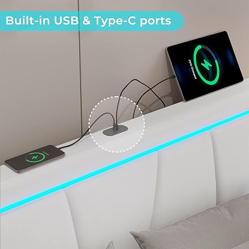 Miniatura 4 de Hasuit Base de cama Queen con 4 cajones de almacenamiento debajo, plataforma tapizada tamaño Queen con cabecera de cuero artificial, cama moderna