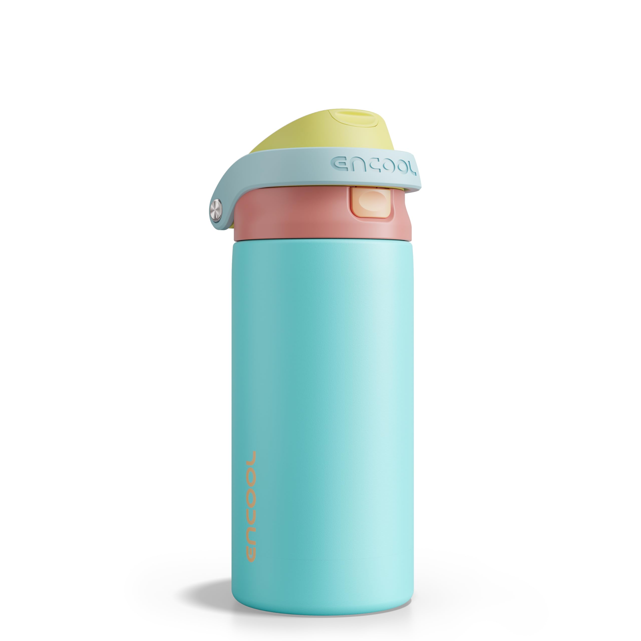 ENCOOL Leakproof Insulated Water Bottle with Straw Dual-Sip Water Bottle Bag-Safe Design for Work, Commute & Gym – Keeps Drinks Cold All Day, 18 oz, Orange-Reef Blue — image 1