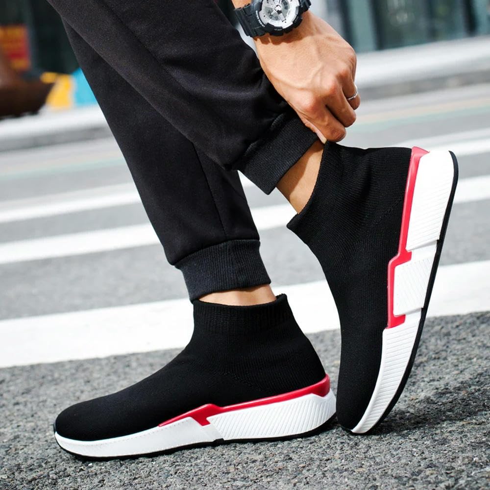 NYSDM Wysokie buty na platformie dla mężczyzn Trampki Moda Lekkie buty męskie Modne czarne oddychające skarpetki męskie Buty