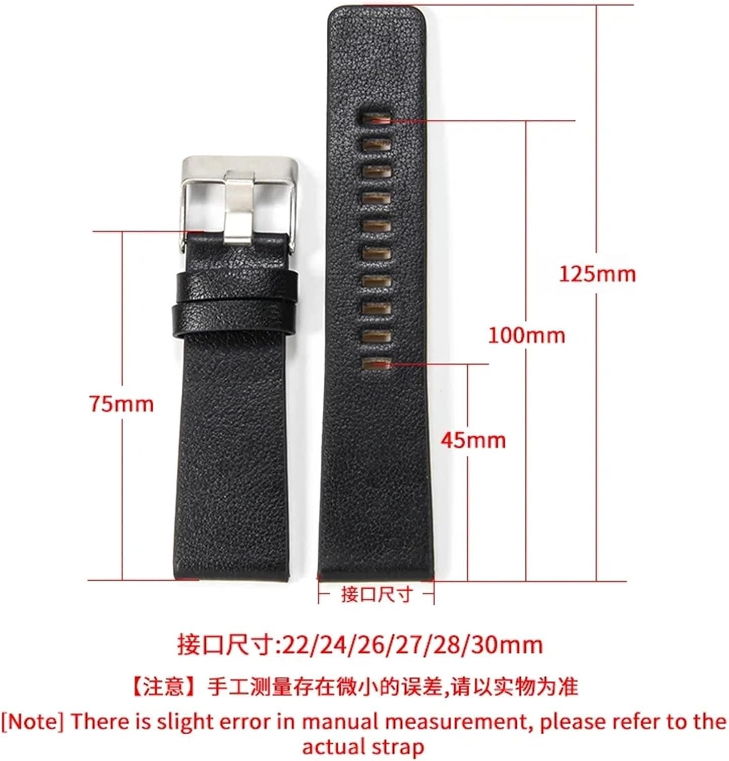 Exquisite Durable Genuine Leather Watchbands for Waterproof Cowhide Watch Strap 22 24 26 28 30mm