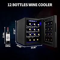 Vista 2 de Refrigerador de vino de 12 botellas, mini refrigerador de vino compacto con control de temperatura digital, enfriador termoeléctrico