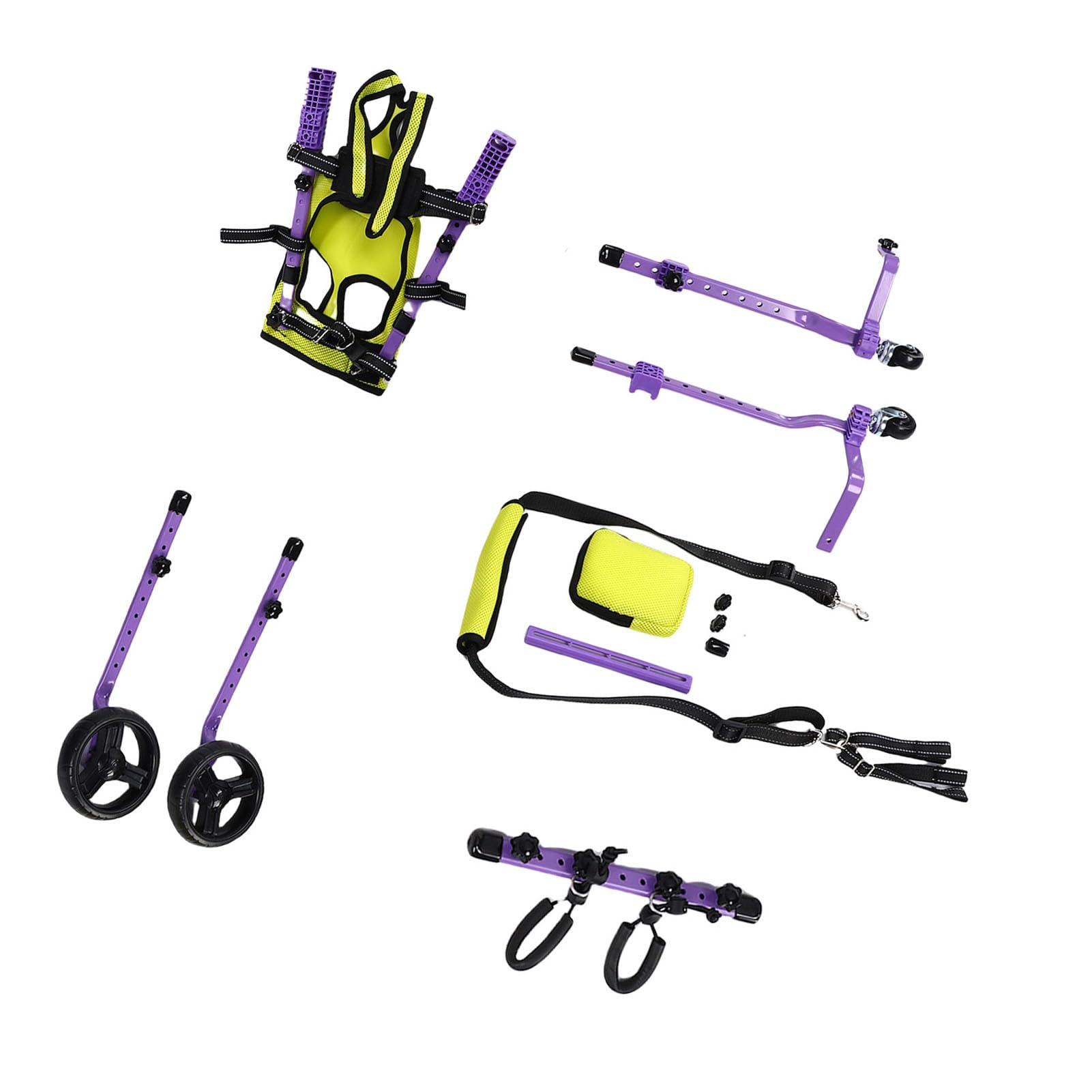 Carrito de Patas Traseras Para Perros de 4 Ruedas Extensible Para Mascotas Con Problemas Movilidad,Se Adapta Varias Razas Y Tamaños,Construcción Aleación Aluminio Y Tela