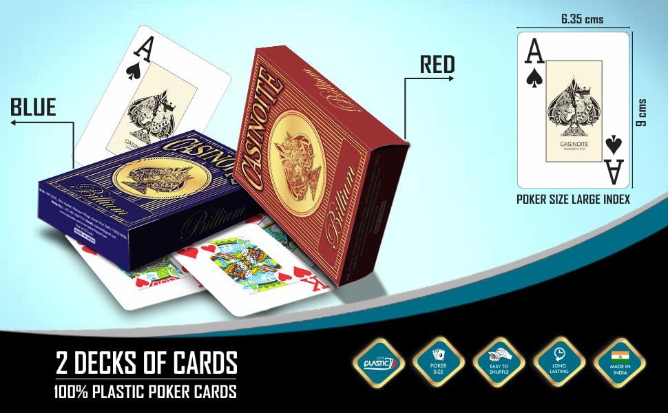 Image of Casinoite Billium Poker Playing Card (Blue, Red) -2 Pieces