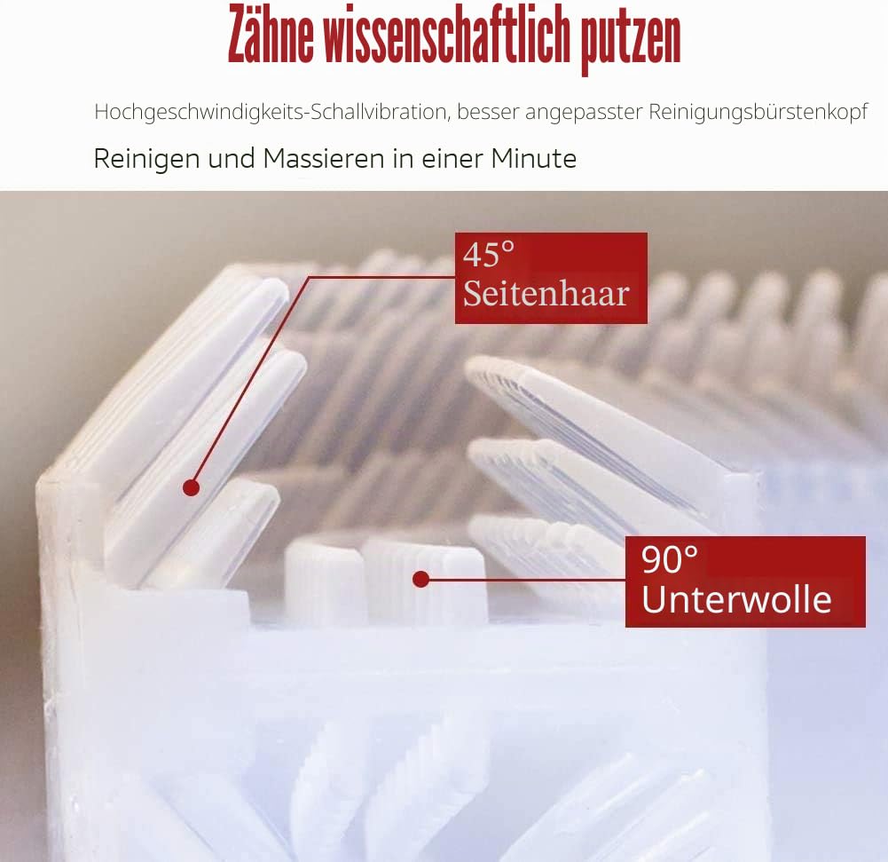Automatische Ultraschall-Zahnbürste, Elektrische Schallzahnbürste mit 360° Reinigung, U-förmiges Design, 4 Modi, Zahnaufhellungsbürste mit Timer, Für Erwachsene, Effektive Tiefenreinigung (Schwarz)