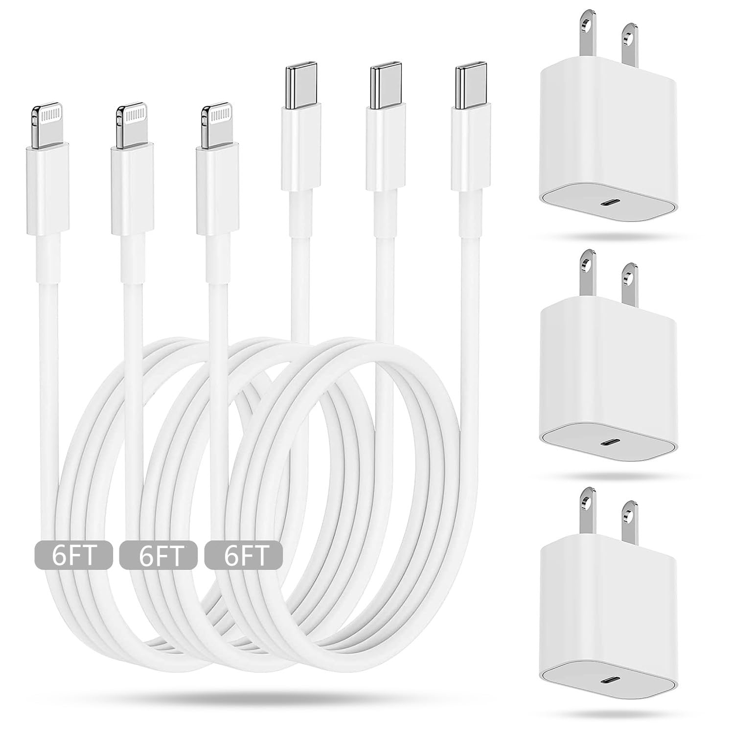 iPhone Charger Fast Charging Block, [MFi Certified] Wall Charger Plug and 6ft USB C to Lightning Cable Cord, Type C Adapter Cube Brick Box for Apple iPhone 14 Pro Max/14/13 Pro/12 Mini/12/11/iPad Air