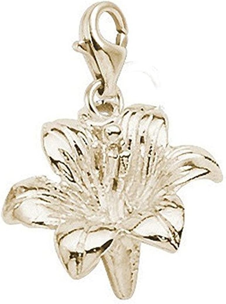 Lily Charm with Lobster Claw Clasp, Charms for Bracelets and Necklaces