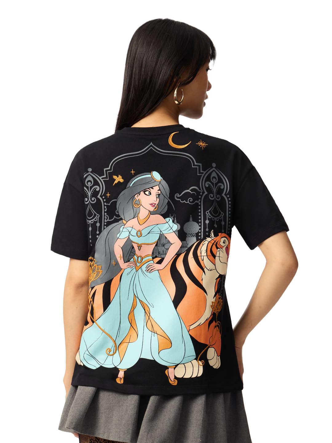 the souled store Disney: Heart of Courage Women and Girls Short Sleeves Round Neck Black Graphic Printed Cotton Oversized Durable Streetwear T-Shirt-picture-32
