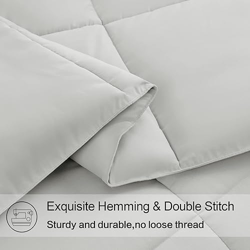 Miniatura 5 de EASELAND Edredón alternativo acolchado suave para todas las estaciones, tamaño California King, relleno de edredón reversible con pestañas en las