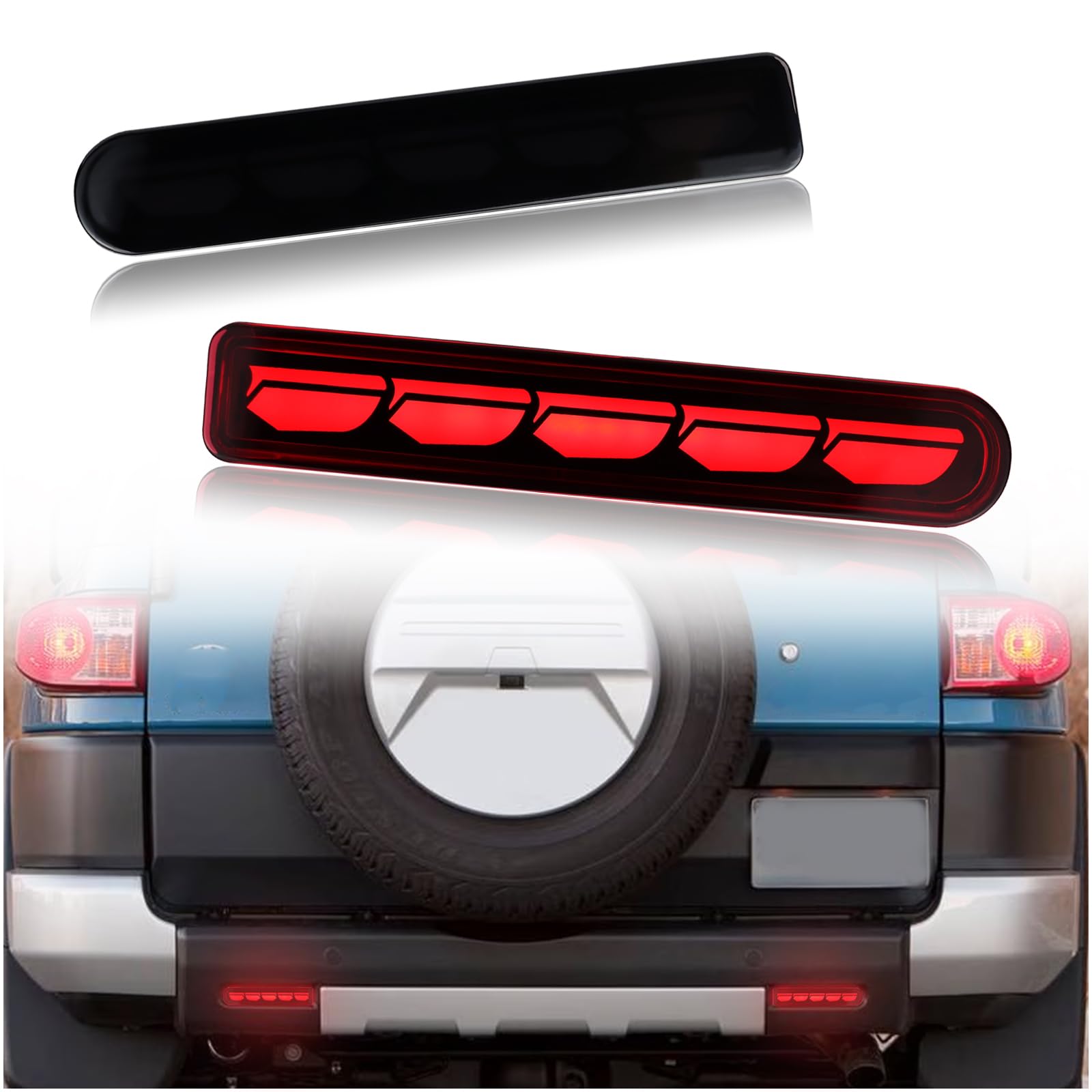 LED Rear Bumper Brake Light Kit Daytime Running Light Dynamic Sequential Flash Turn Signal Lamps Compatible with Toyota FJ Cruiser 2007-2023 Accessories(SMOKED STYLE A)