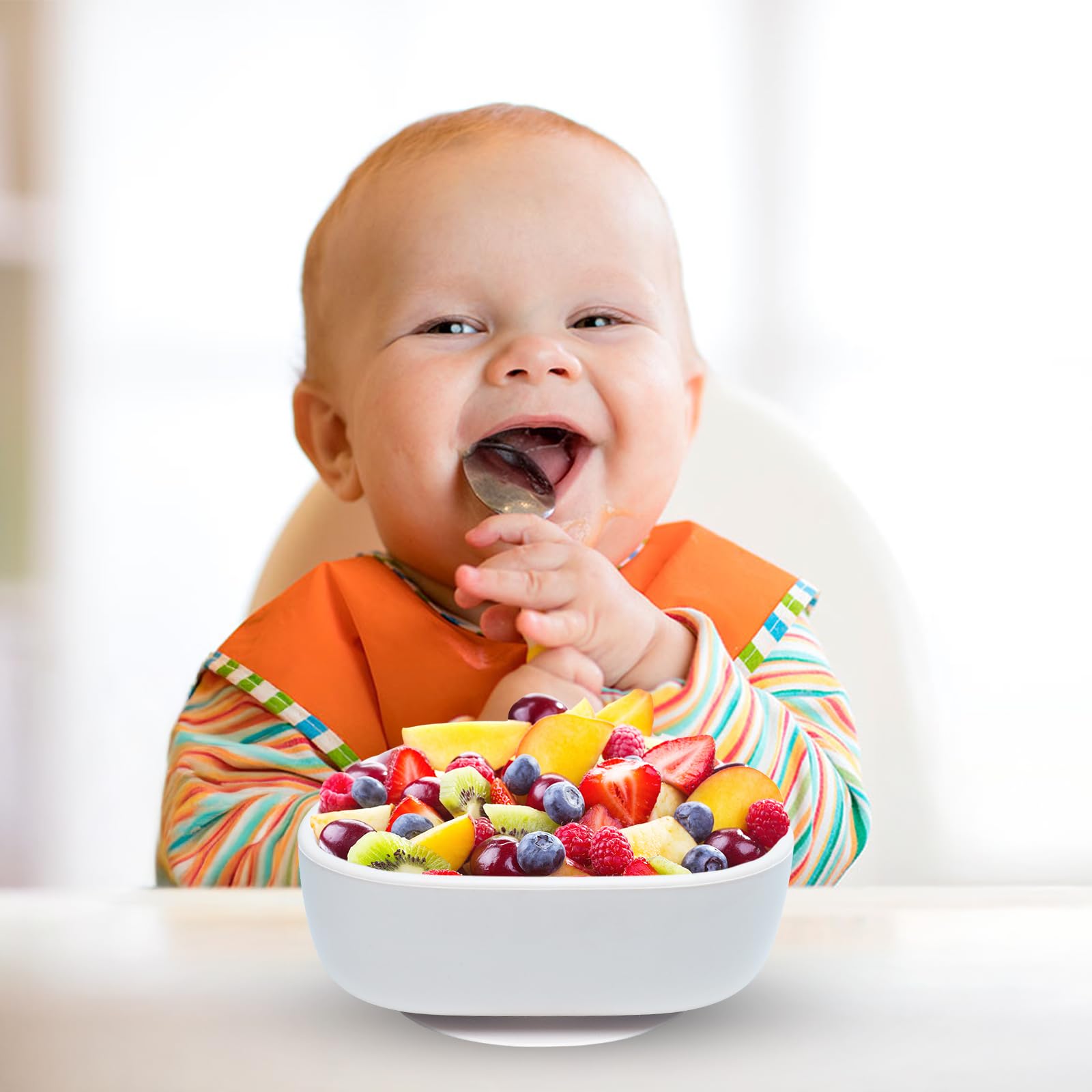 Set di 3 Ciotole per Bambini con Ventosa, Ciotola con ventosa per bambini,Antiscivolo Ciotola per Alimenti in Silicone,Senza BPA, per Neonati Bambini Piccoli e Infanti(blu& beige&rosa)