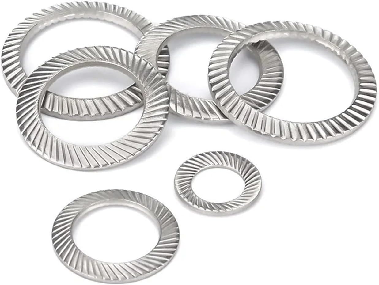 304 Stainless Steel Double Sided Anti Loosening Slip Locking Washers Toothed Self Gaskets Pads,M2.5 To M25(M12 50pcs)