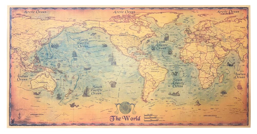 ⚠️大きい　洋書　地図　本　ビンテージ　ヴィンテージ　おしゃれ　インテリア Amazon.co.jp: FLOATING WOOD 世界地図ポスター 上質紙 アメリカ中心