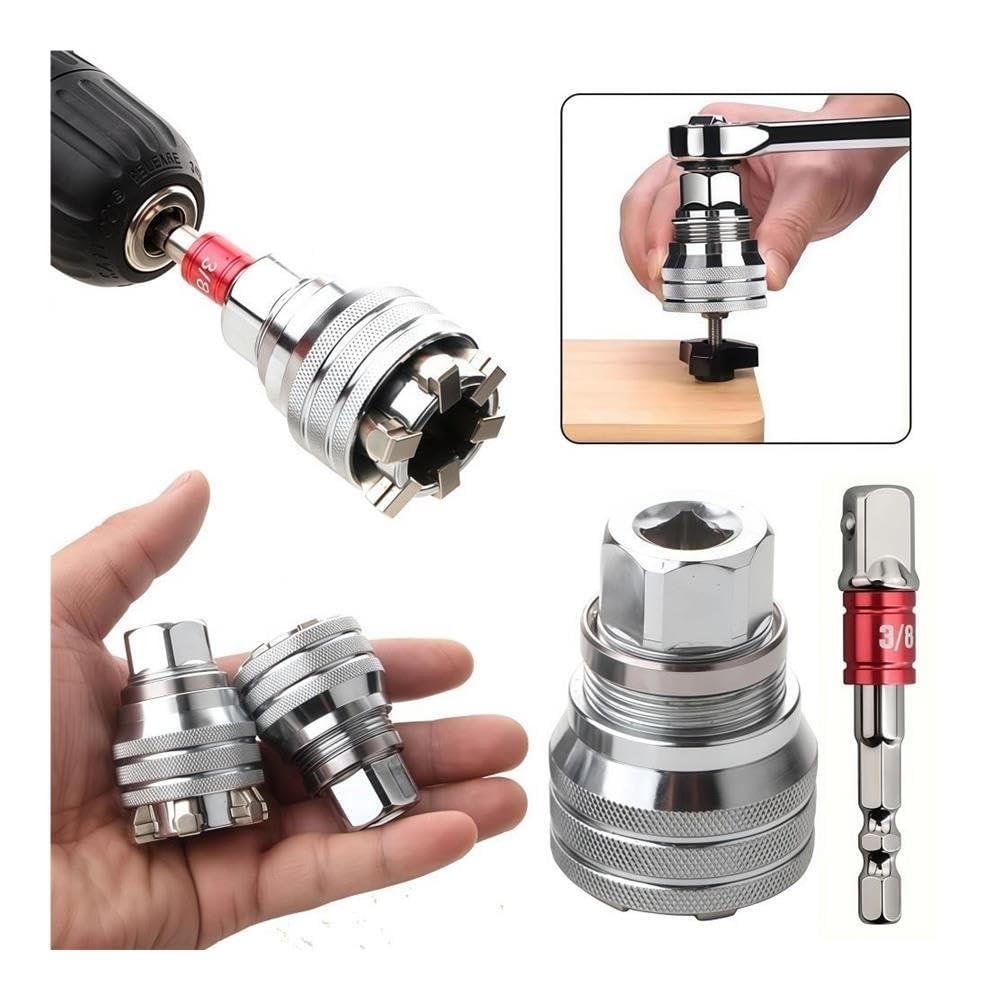 Set 3 chiavi bussola per trapano chiave dinamometrica 3/8-3/4" | Adattatore universale regolabile da 10‑19 mm(B-3set)